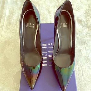 Stuart Weitzman iridescent black stilettos